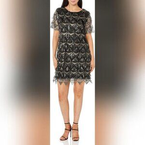 NWT VVMCURVE Sequin Fringe 1920 Sequins Art Deco Cocktail Gatsby Party Dress, L